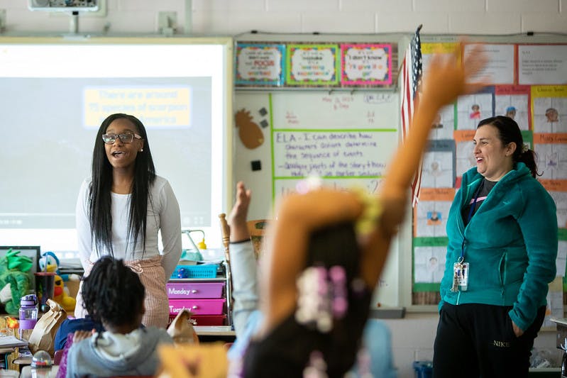 Four teachers were placed at the BUILD Community School in Buffalo, NY under the Urban Teacher Residency program in May 2023. Photographer: Meredith Forrest Kulwicki. Courtesy of the program's director, Amanda Winkelsas. 