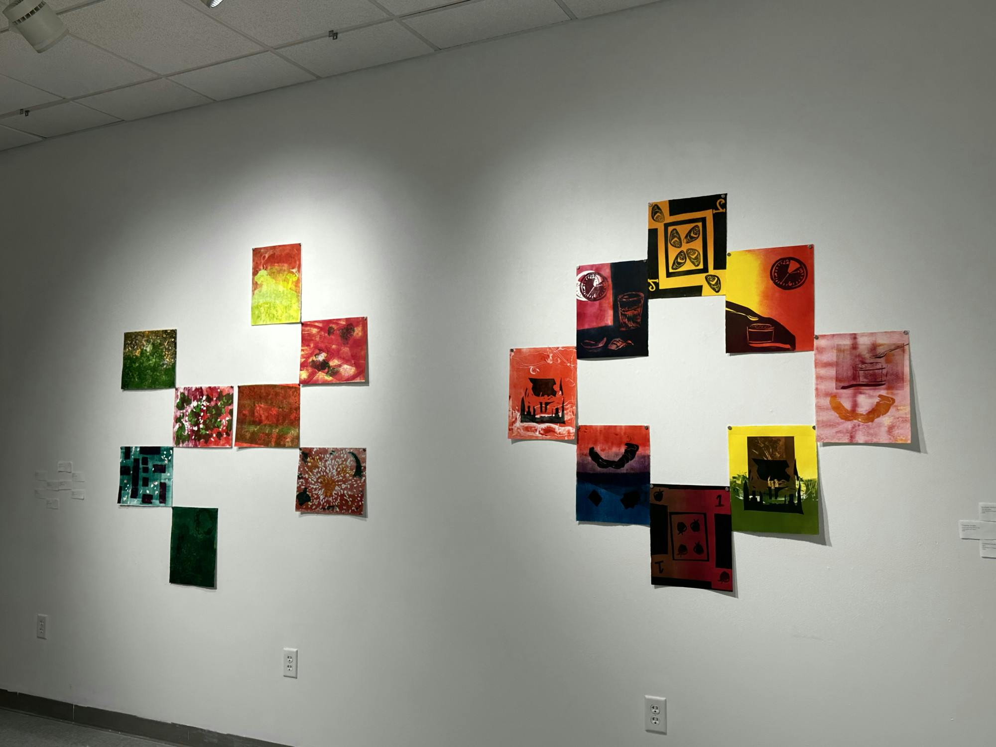 'Food for Thought', exhibiting in the CFA Project Space, is a collection of student experiences with college meals in the form of monotype print.