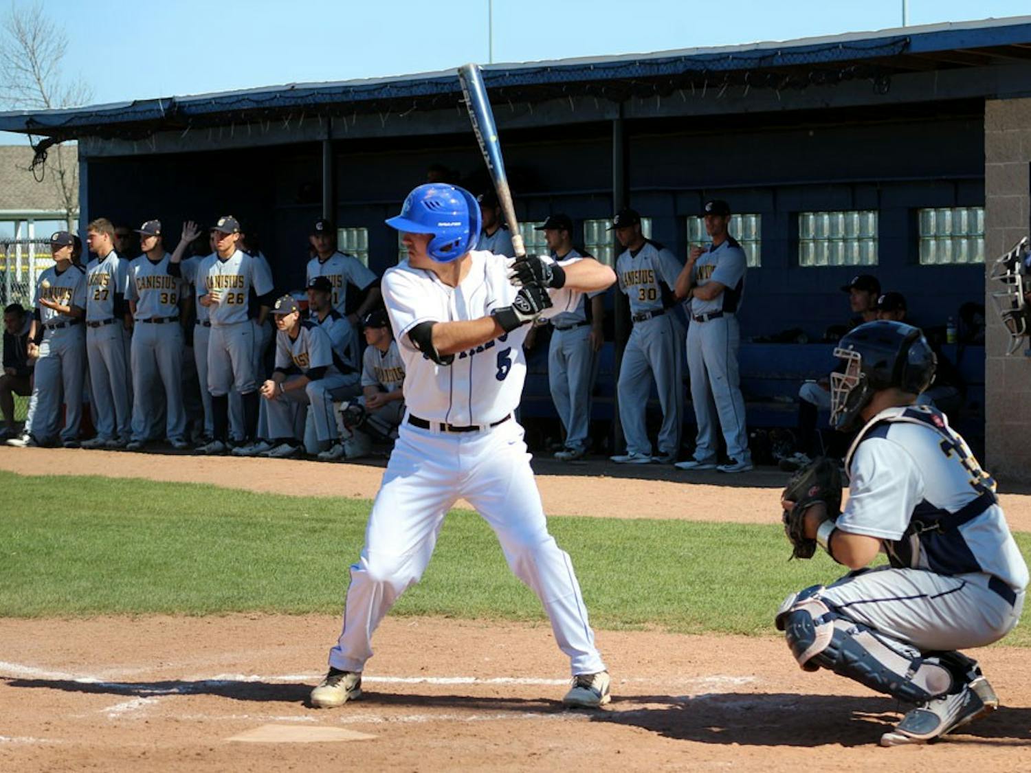 Brian Dudek gets up to bat. UB baseball players spend much of their spring semester on the road. 