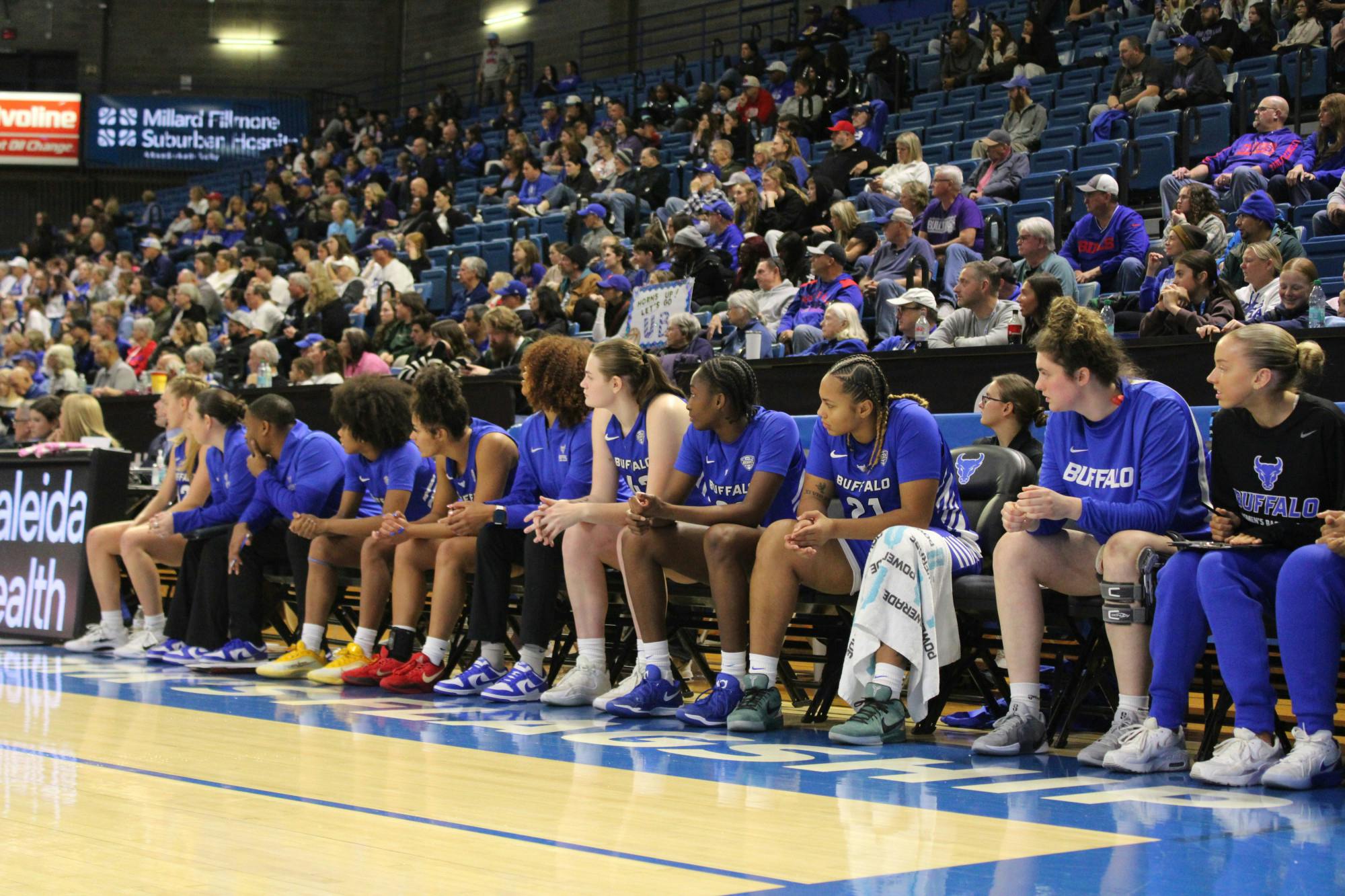 Women's basketball bench.