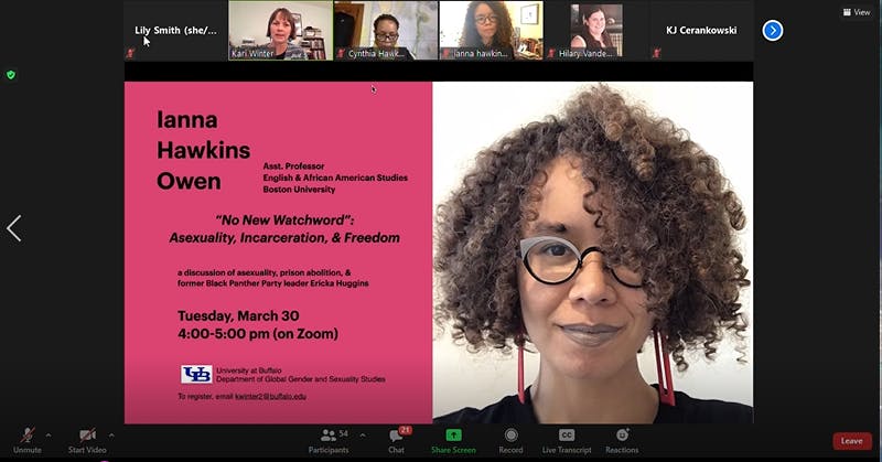Ianna Hawkins Owen, assistant professor of English and African American Studies at Boston University, spoke at a free Zoom lecture through UB’s Department of Global Gender and Sexuality Studies.
