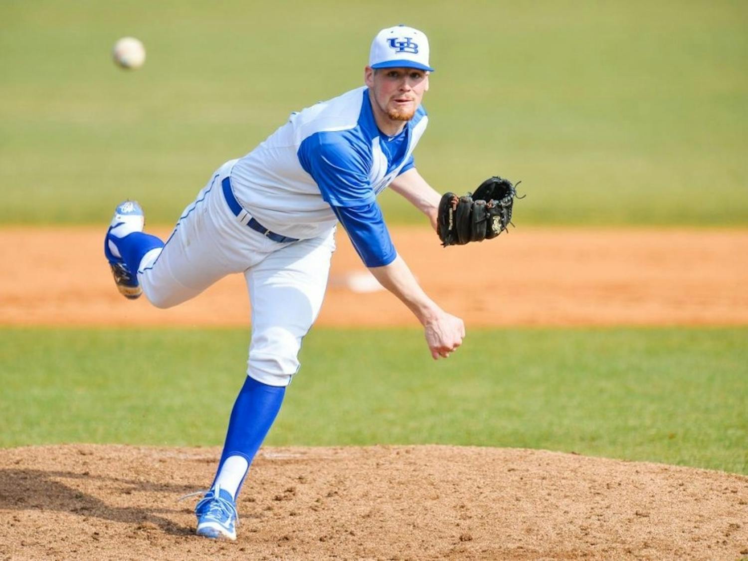 Sophomore pitcher Charlie Sobieraski throws a pitch. Sobieraski will leave UB to play baseball for Pittsburgh.&nbsp;