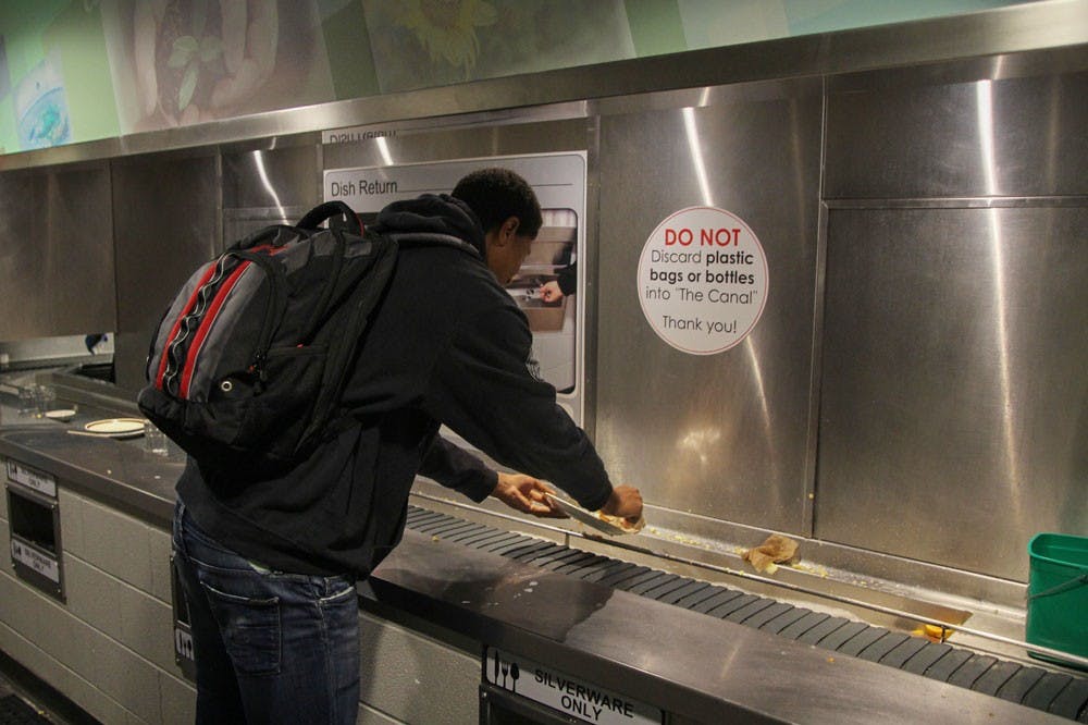 <p>Crossroads Culinary Center (C3) in the Ellicott Complex features a waste disposal stream. In an effort to reduce waste, the food is decomposed and nutrients are returned to soil.</p>