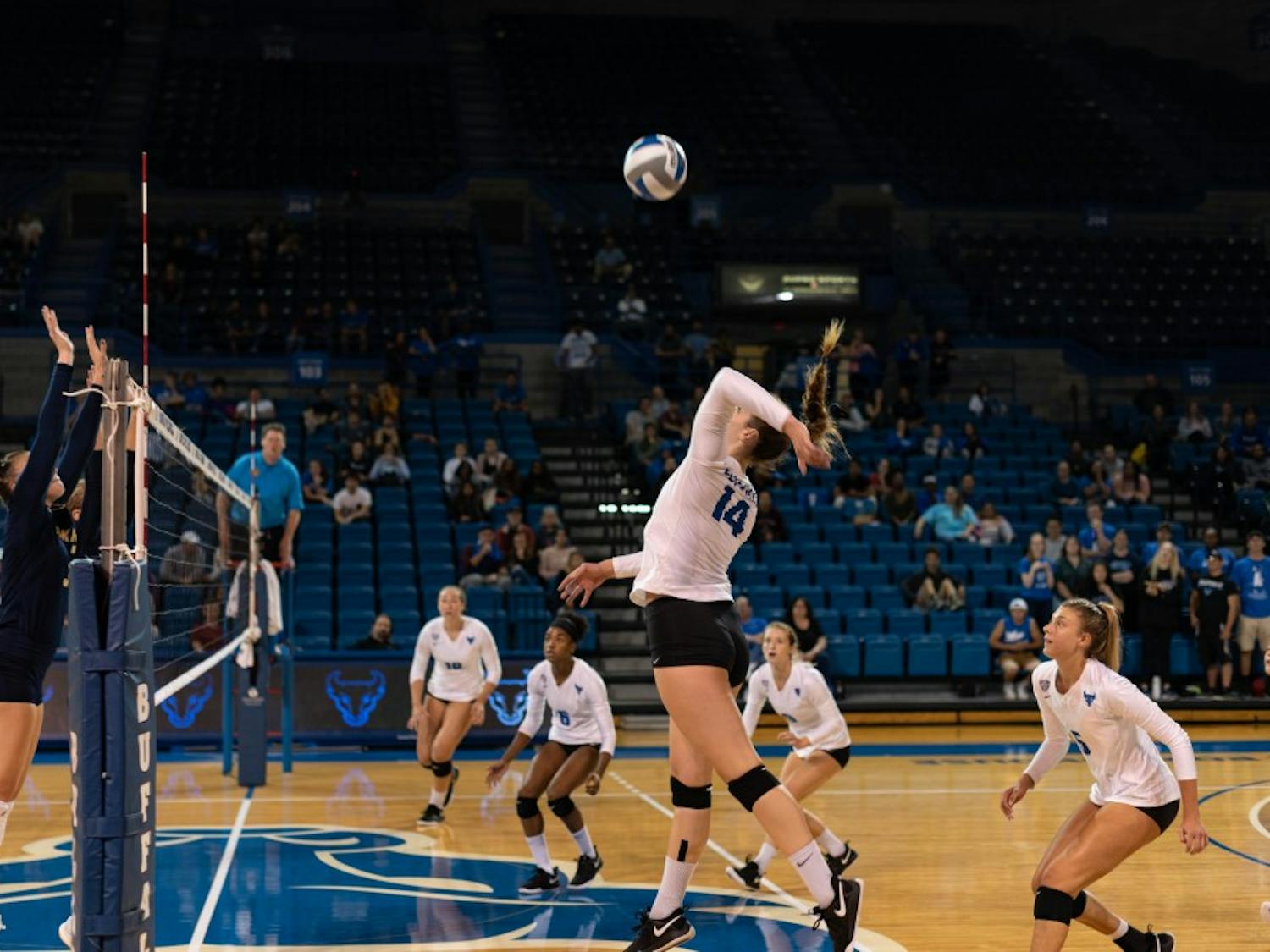 Monika Simkova scoring a kill against Akron.
