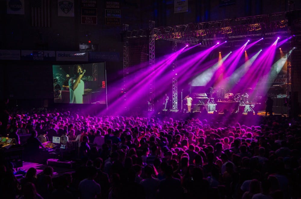 <p>Isaiah Rashad performs at Fall Fest 2015 inside Alumni Arena. Right now it is unknown if this year's Fall Fest will be held indoors or outdoors.</p>