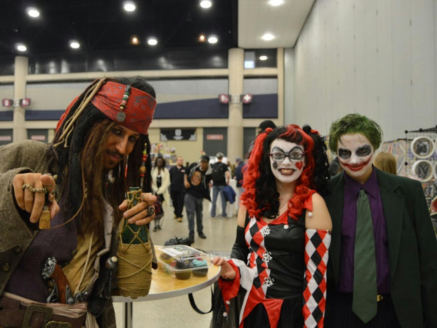 A group of cosplayers consisting of a Joker, a Harley Quinn and a Captain Jack Sparrow enjoys Buffalo Comic Con, which moved this year to the Buffalo Convention Center as part of a two-day event Oct. 17-18. The event was hugely popular, with multiple different events held each day including meet-and-greets with different comic artists, cosplay contests and more.