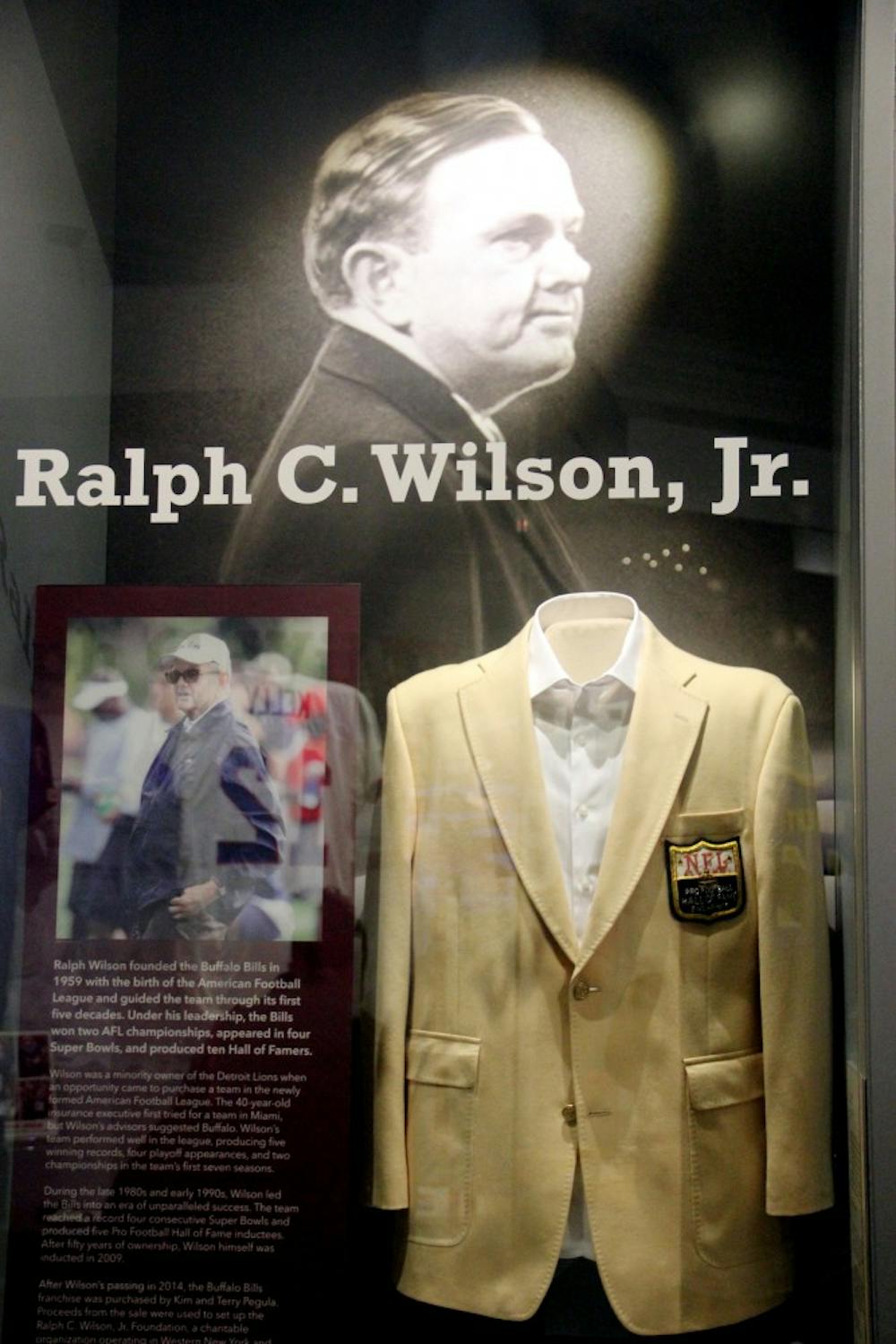 <p>The opening display of the Ralph C. Wilson, Jr. gallery. The gallery contains significant artifacts of Buffalo sports history.</p>