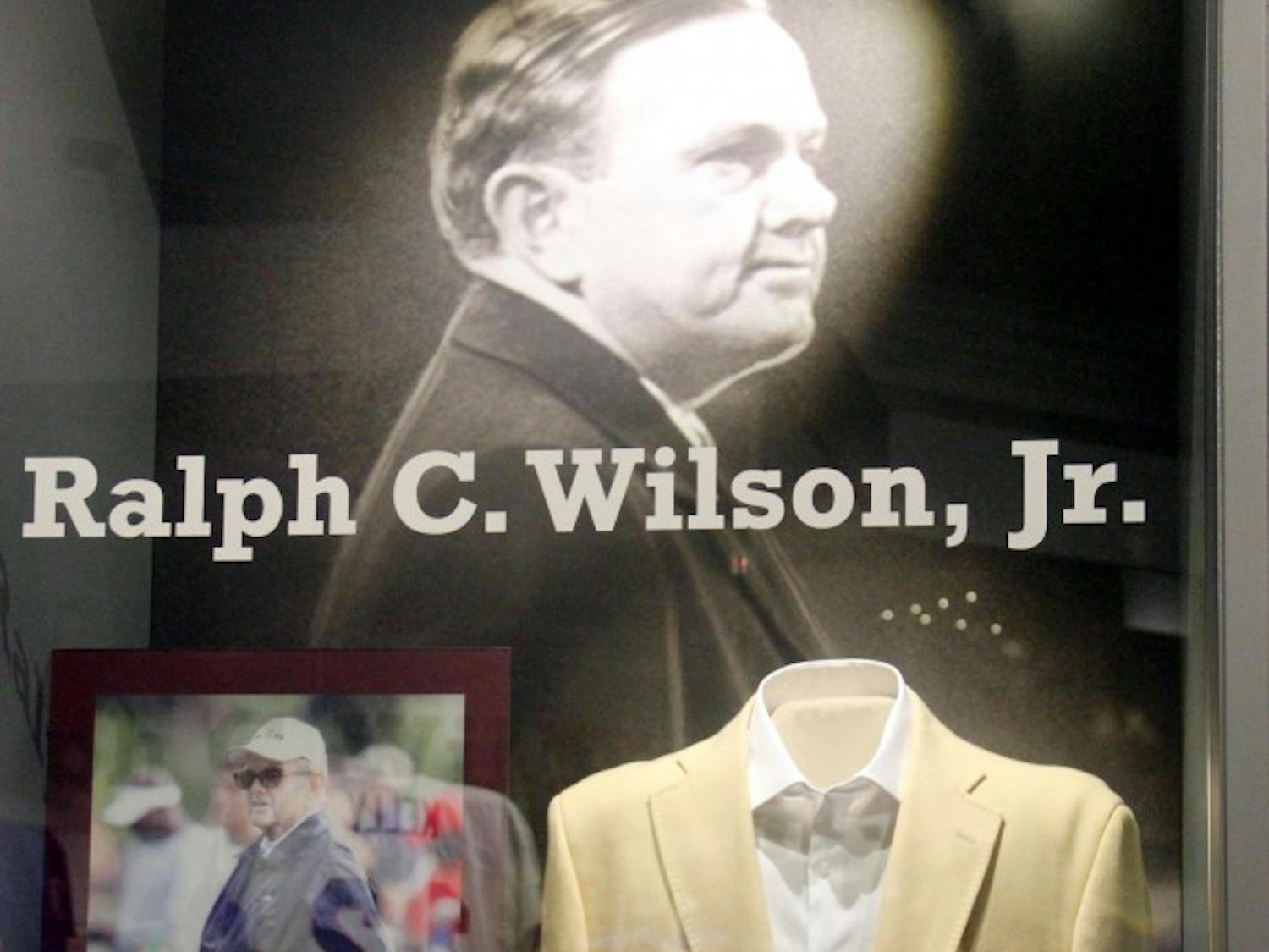 The opening display of the Ralph C. Wilson, Jr. gallery. The gallery contains significant artifacts of Buffalo sports history.