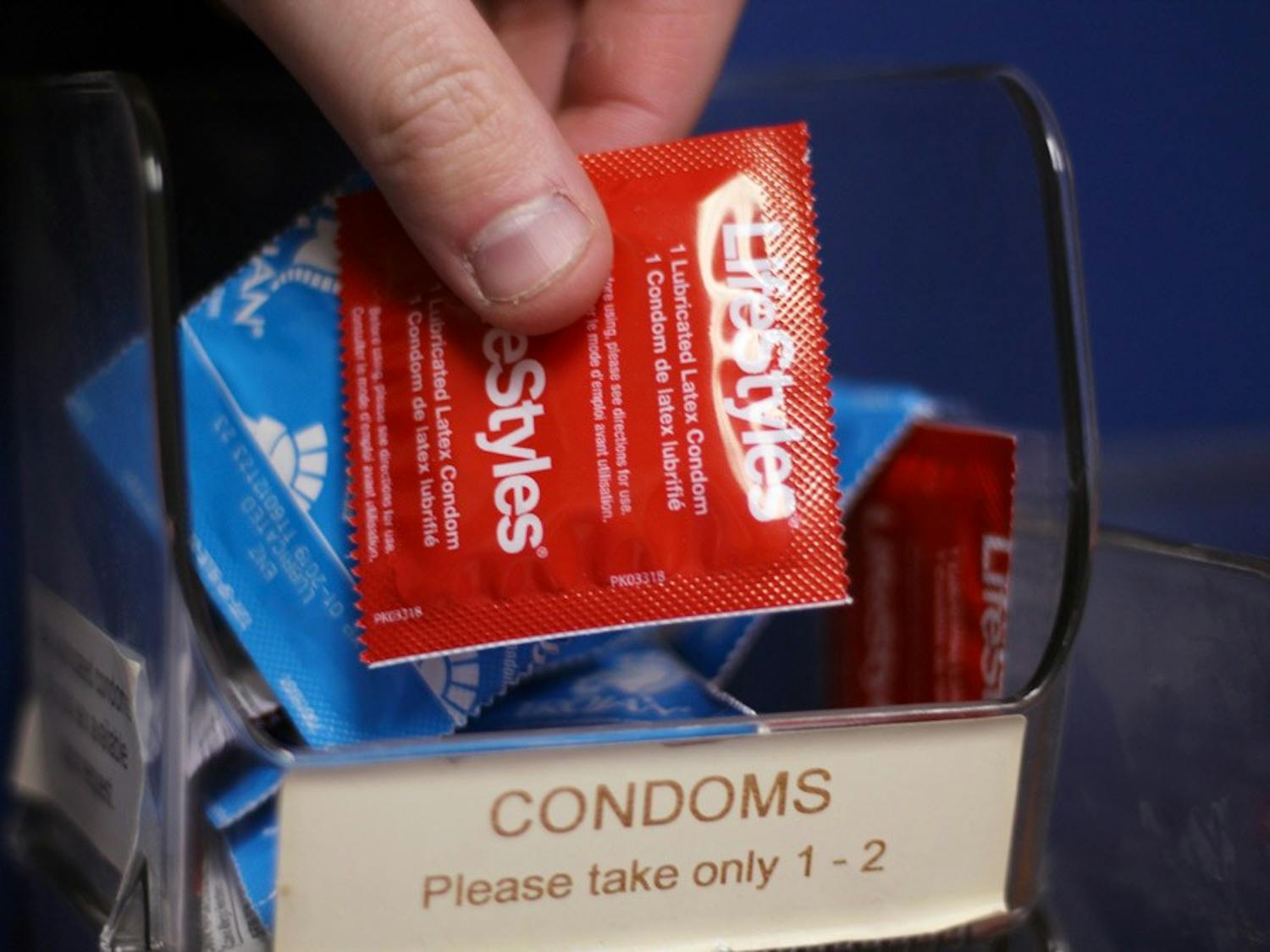 The Wellness Center located in 114 Student Union provides free condoms for students.