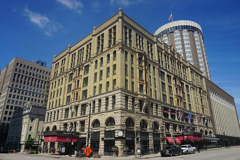 A picture of the Pfister Hotel. 