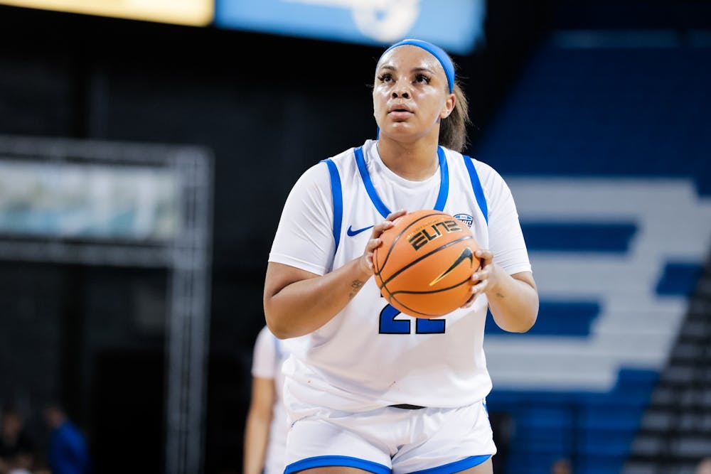 <p>Fifth-year forward Kiara Johnson manages being a mother while playing Division-I basketball.</p>