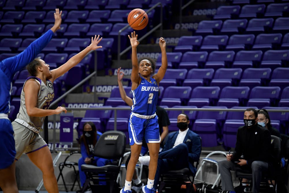 <p>Sophomore guard Dyaisha Fair goes in for a bucket as she continued to display outstanding skill on the court</p>