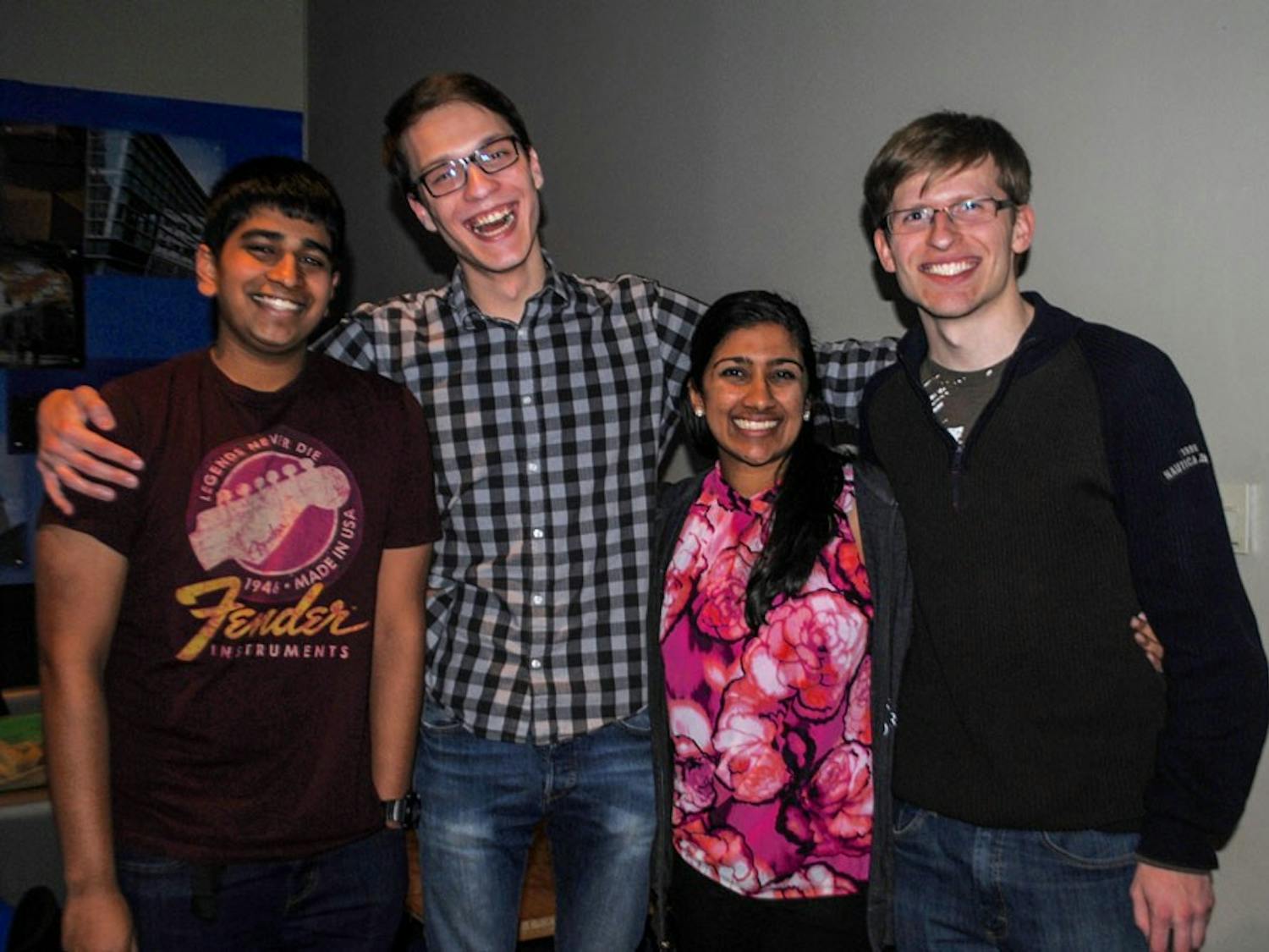 (From L to R)&nbsp;Elliot Lovisos,&nbsp;Christian Koehler,&nbsp;Priscilla Kabilamany and&nbsp;Justin Jacob attended Friday's "I hate religion because ...' event in the Student Union.&nbsp;