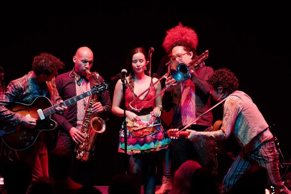<p>Monsieur Periné, a Bogota-based group, performed at the Center for the Arts twice on Tuesday night. The group won the 2015 “Best New Artist” category at the Latin Grammy Awards.</p>