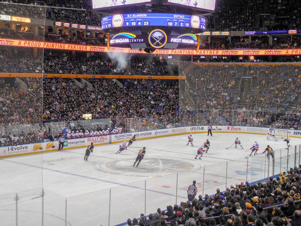 <p>The New York Islanders and Buffalo Sabres face off at First Niagara Center in downtown Buffalo (pictured). March is the last full month to catch a Sabres game.</p>