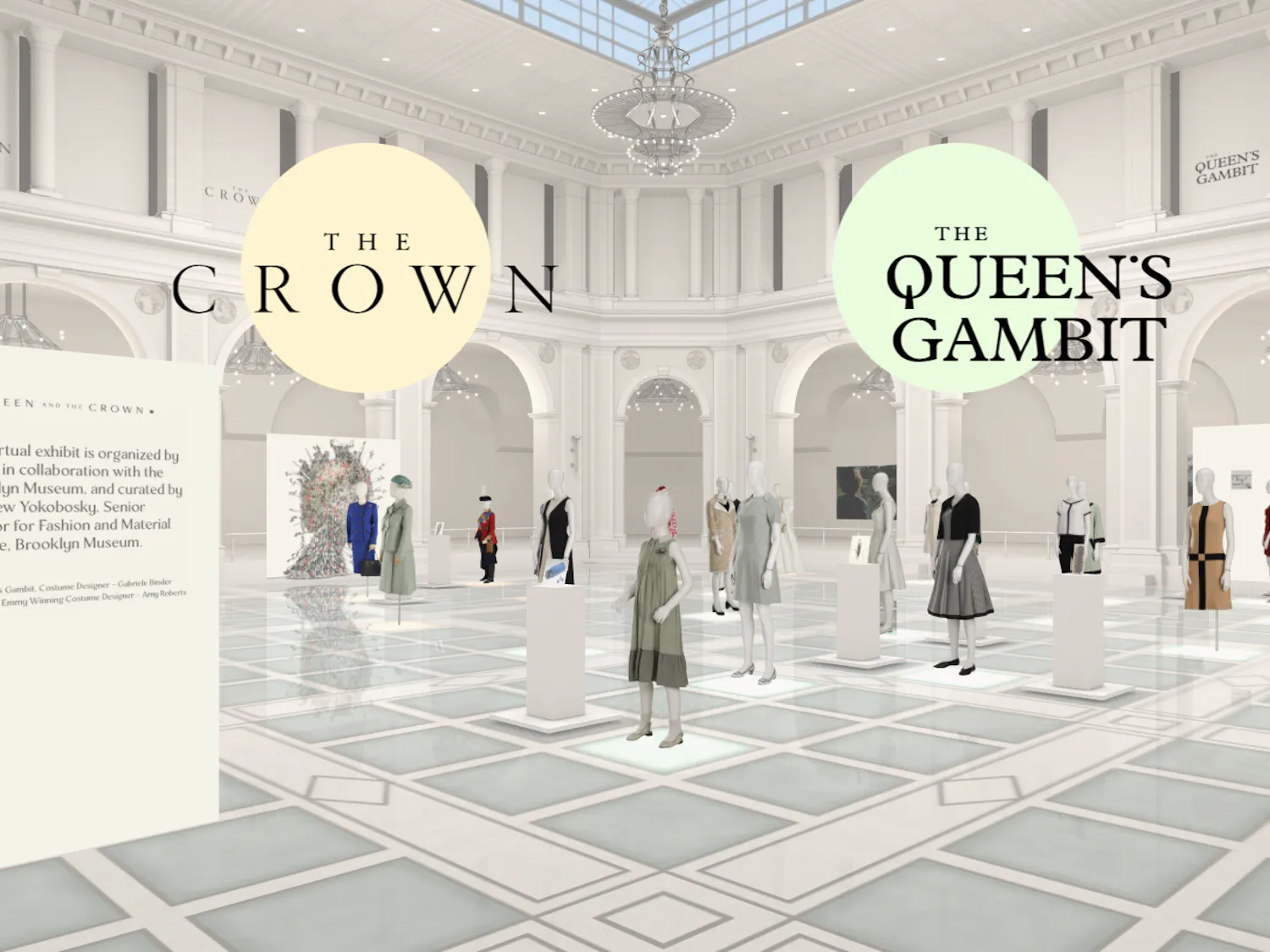 You can virtually browse through the costumes from "The Crown" and "The Queen's Gambit"