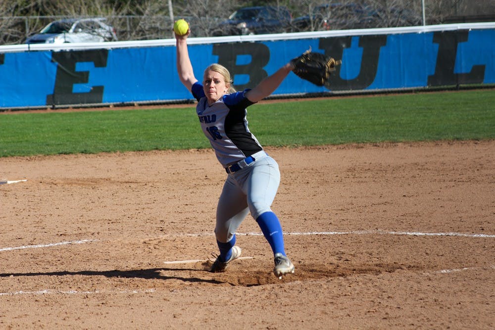 <p>Sophomore pitcher Ally Power throws a pitch. The Bulls struggled over the weekend as they opened their season.</p>
