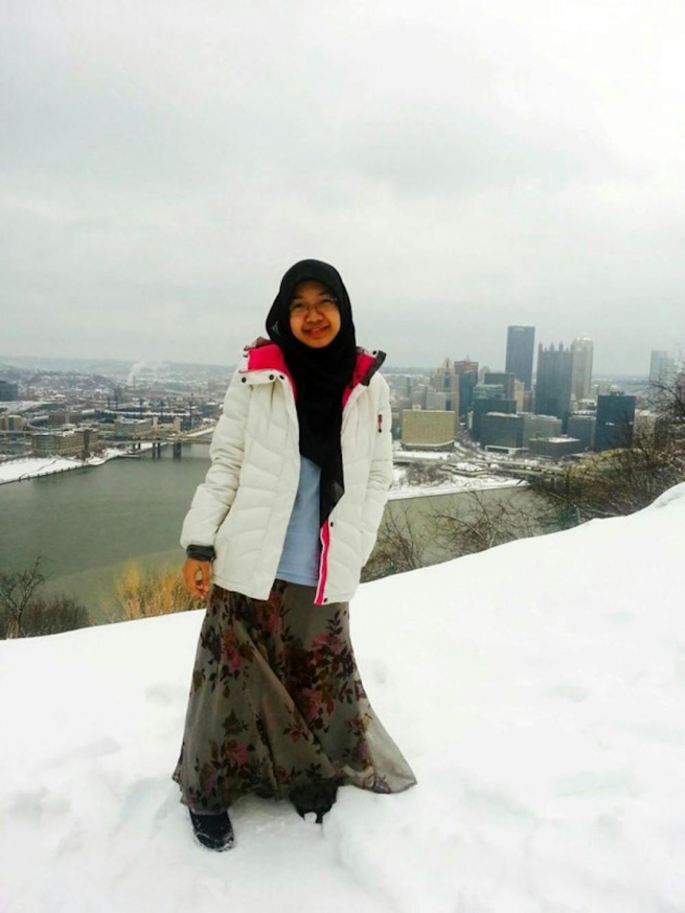 Farhana Shafi&#39;s first winter in Buffalo ended
too early, when the&nbsp;senior biotechnology and
communication major from Malaysia
didn&#39;t get the chance to build the perfect snowman.
Courtesy of Nur Rosdi