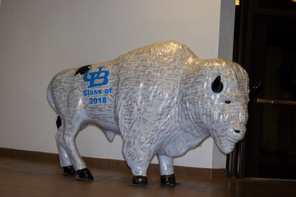 One of the many Buffalo sculptures across campus.