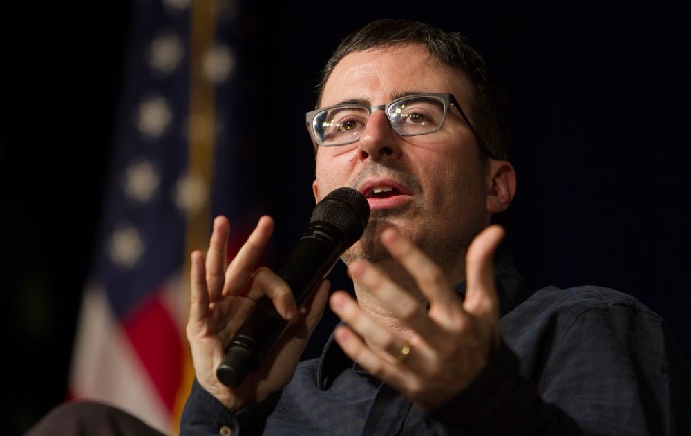 <p>John Oliver performs at UB as a Distinguished Speaker in December of 2014.&nbsp;Oliver and his team at "Last Week Tonight with John Oliver" created a viral hashtag called "MakeDonaldDrumpfAgain to discredit Donald Trump as a presidential candidate.&nbsp;</p>