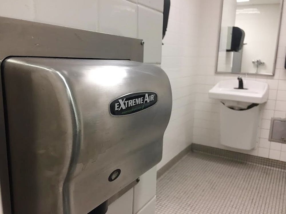 <p>UB’s bathrooms come in many shapes and sizes. SU 161 serves as a workhorse bathroom for busy students heading to and from class.</p>