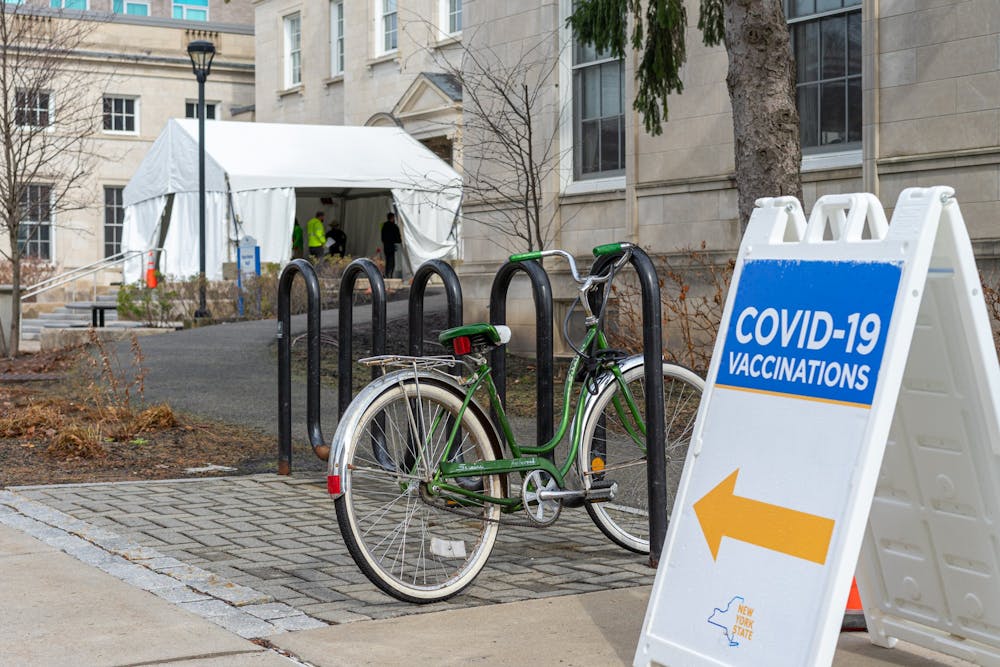 UB is encouraging on-campus students to receive a COVID-19 booster shot, at sites like South Campus’ Harriman Hall.