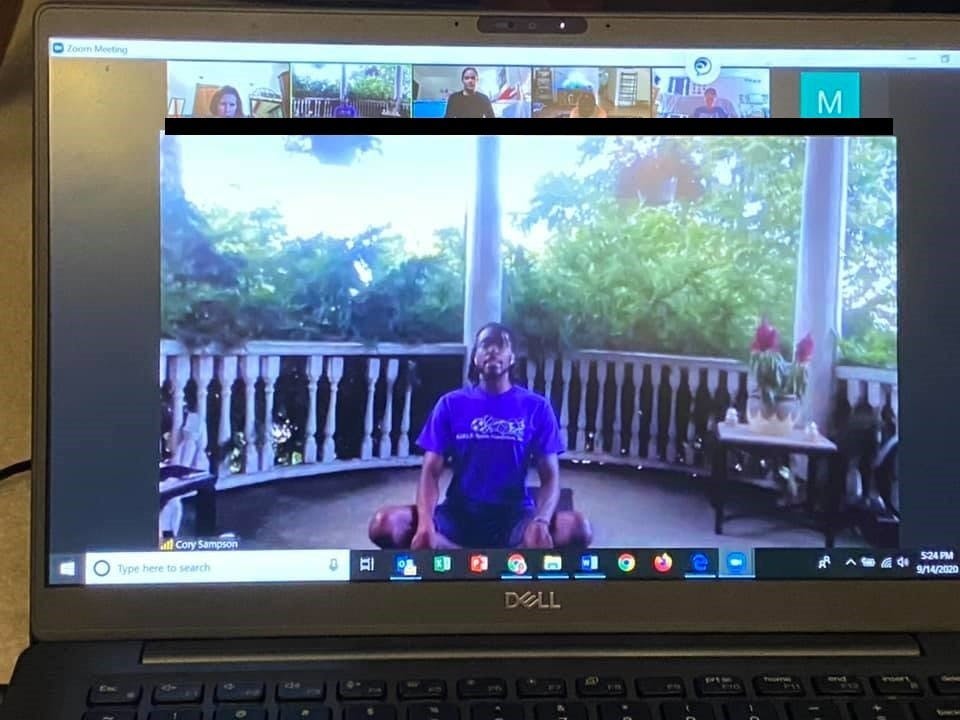 Cory Sampson (pictured) has attained 200-hour trauma informed yoga instructor training and teaches inclusive classes through UB Health Promotion.