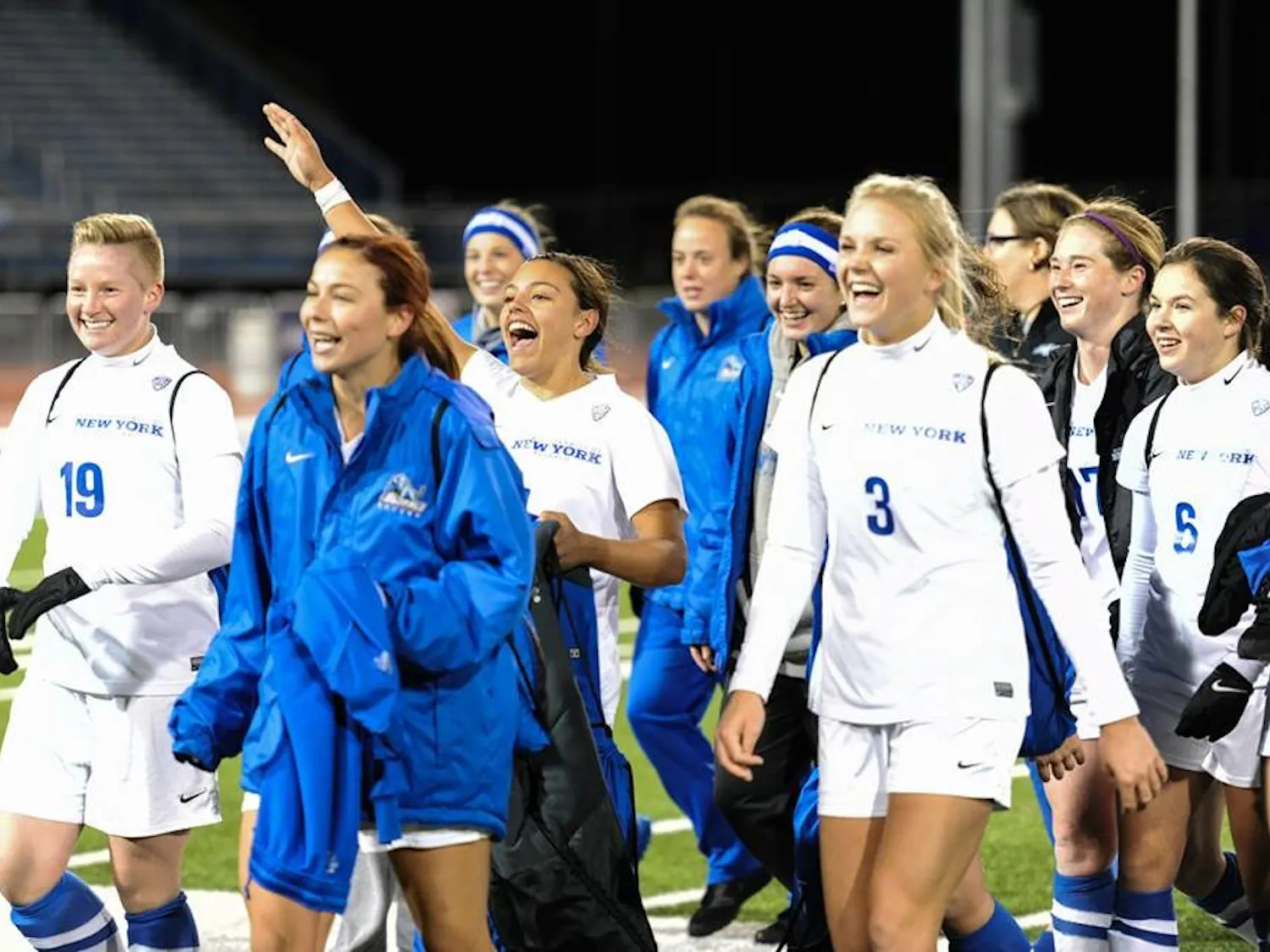 The women's soccer team walks off the field after its MAC Tournament Semifinal double overtime victory over Ball State in November. The Bulls were predicted to finish first in the MAC East in the preseason coaches poll released Monday.