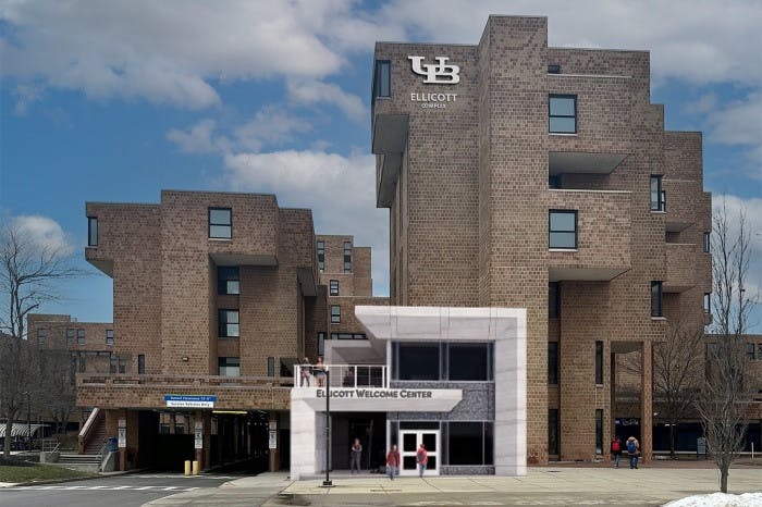 "The Ellicott Landing Project" is meant to put a "front door" on the dorm complex, as depicted in this artist's rendering.&nbsp;