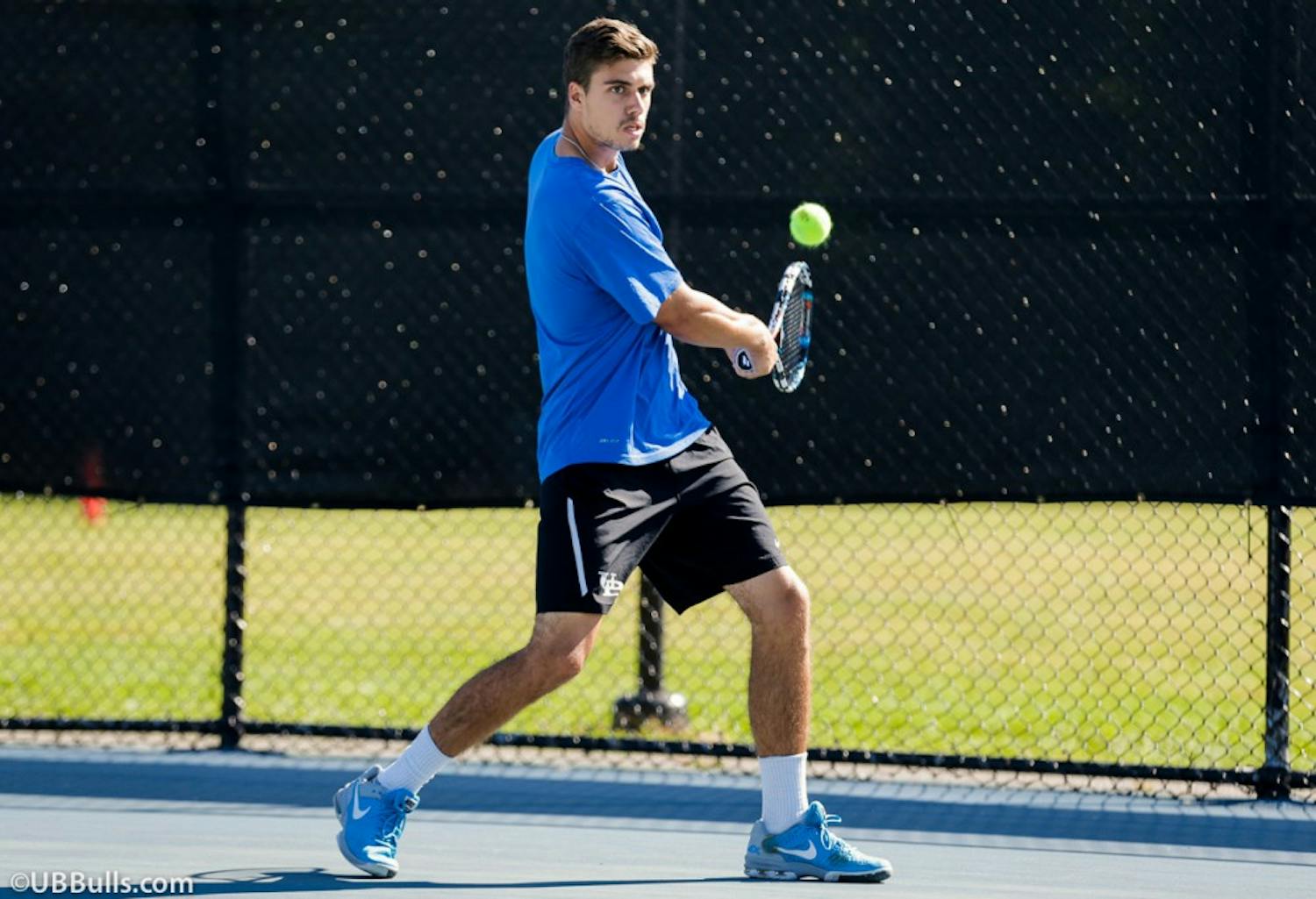 Senior Damien David (pictured) and the men's tennis team fell to Ohio State 4-0 in Buffalo's first-ever NCAA Tournament appearance. 