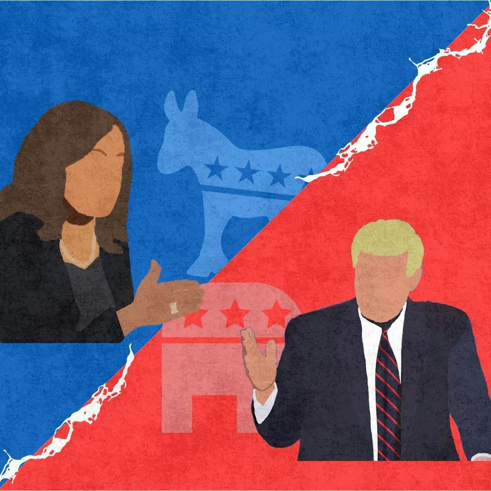 <p>A graphic depicting presidential candidates Kamala Harris and Donald Trump.</p>