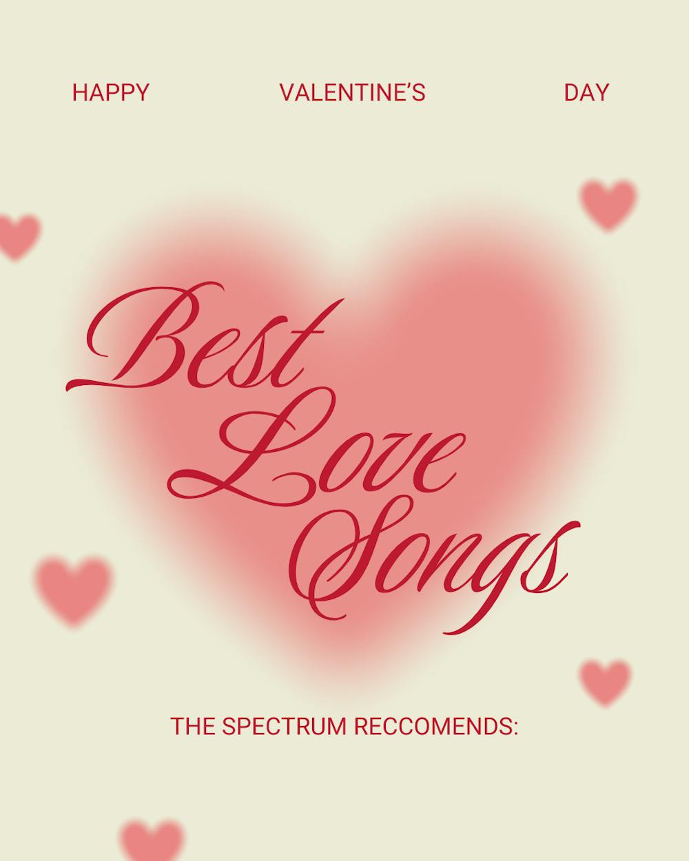 Best love songs for Valentine's Day graphic. 