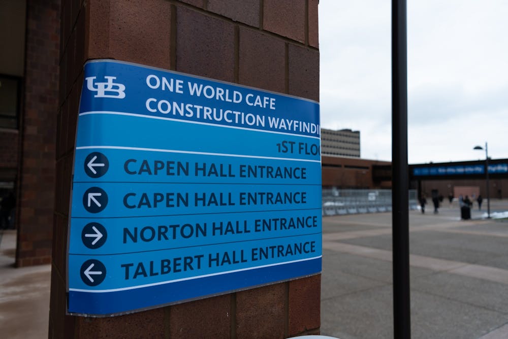 <p>Construction of One World Café blocks the entrance to Capen Hall. Printers in the first floor of Capen Hall are also relocated on the second floor.</p>