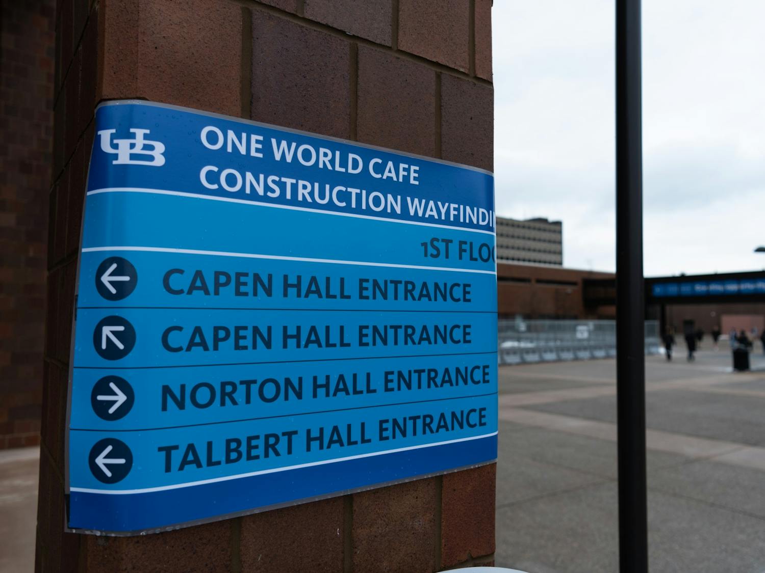 Construction of One World Café blocks the entrance to Capen Hall. Printers in the first floor of Capen Hall are also relocated on the second floor.