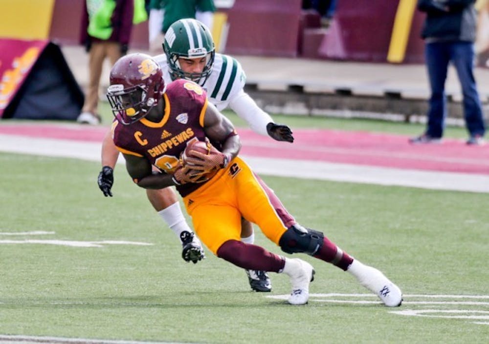 Senior wide receiver Titus Davis leads the Chippewas in catches (31), receiving yards (502) and receiving touchdowns (4). Buffalo plays Central Michigan this Saturday at home in the first game under interim head coach Alex Wood.&nbsp;Courtesy of Steve Jessmore, CMU University Communications