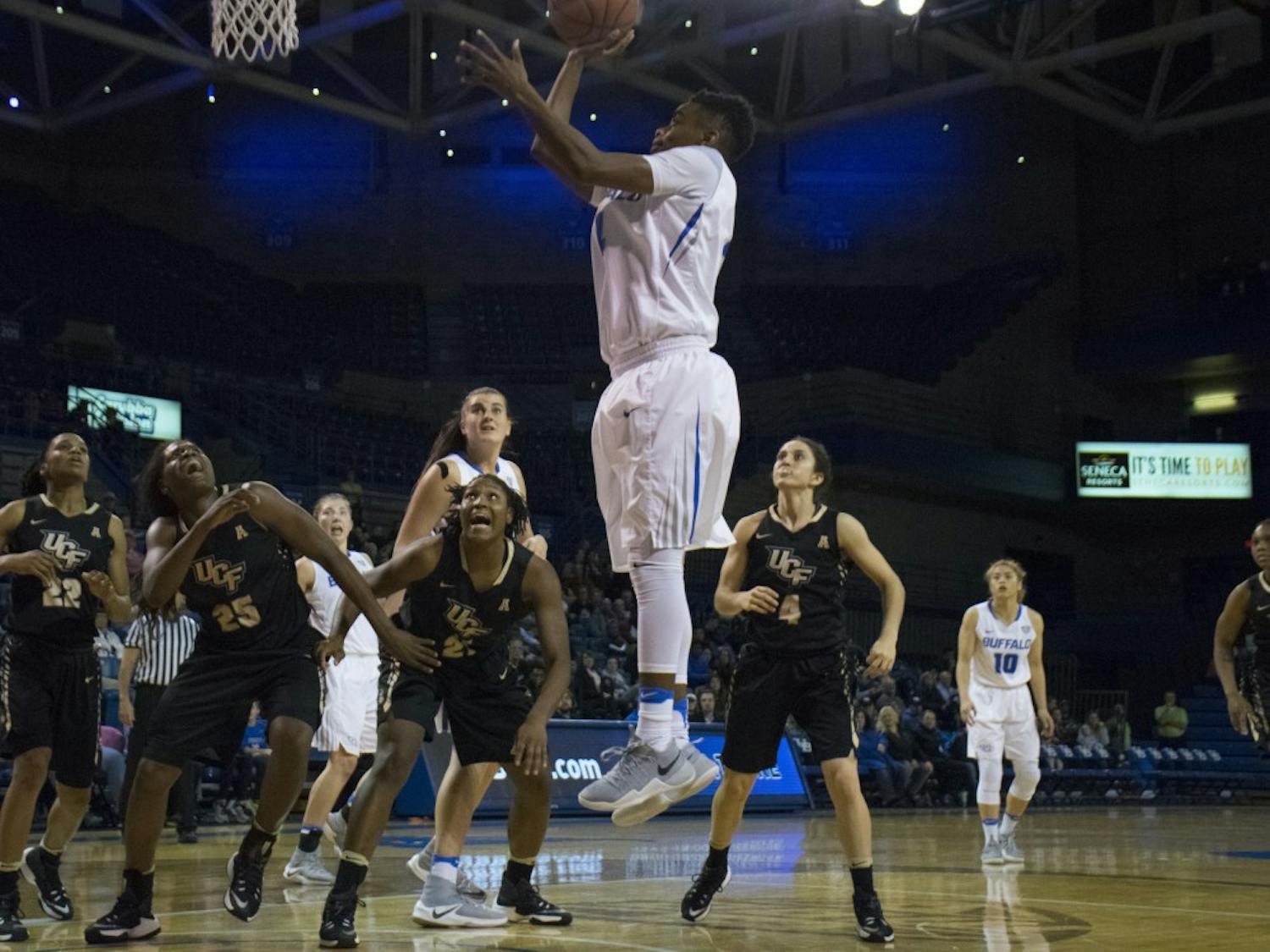 Senior guard Joanna Smith goes up for a layup at a December game against UFC. Smith had 18 points in the half and made all four of her three point attempts against Northern Illinois on Saturday. 