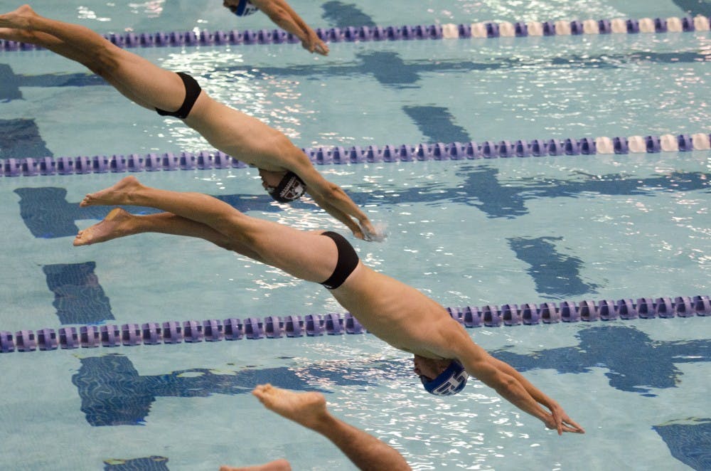 <p>UB men's swimming and diving team practices. Donors and alumni of the team are attempting to save the team from being cut.&nbsp;</p>