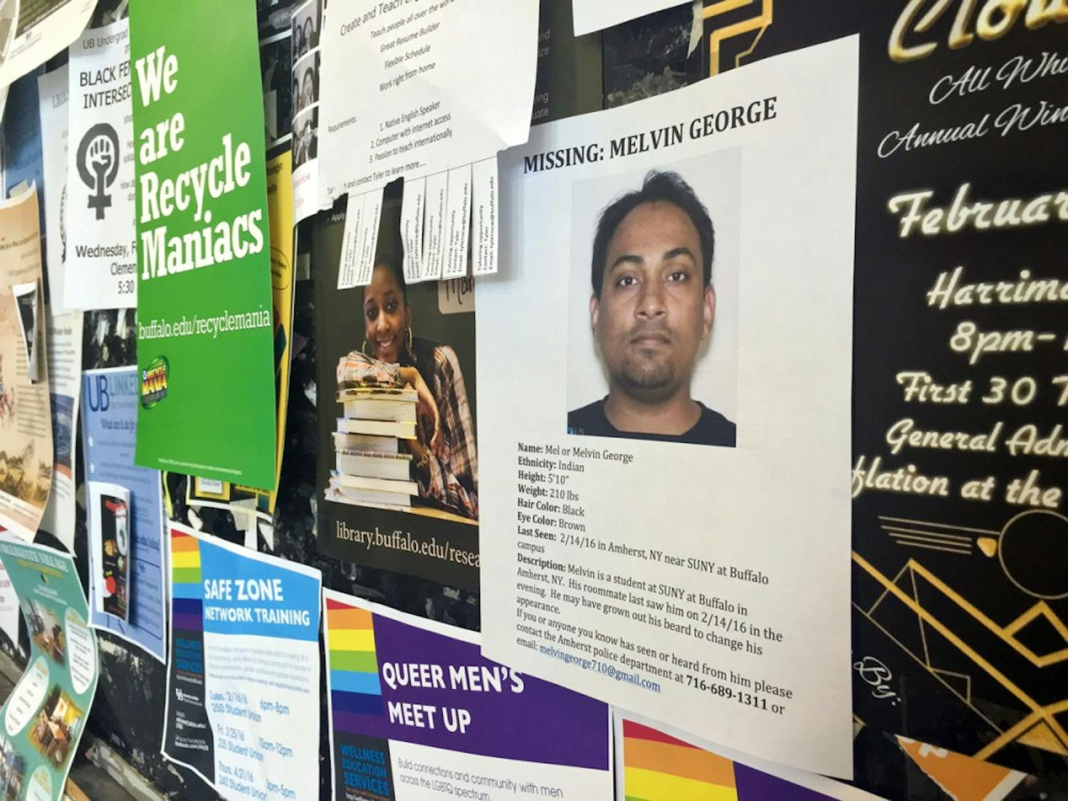 Flyers for former missing student Melvin George have been posted around campus. 