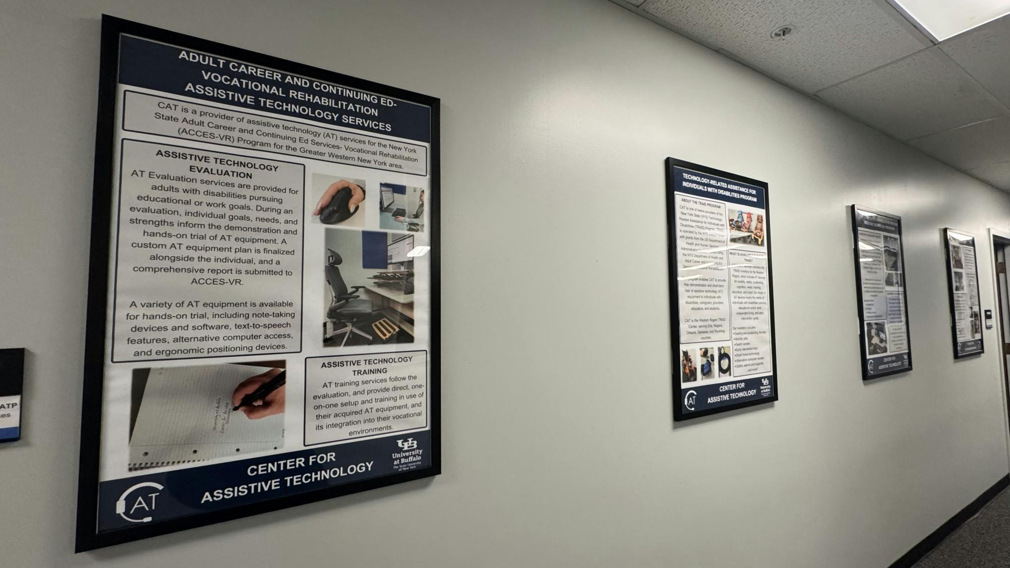 Posters of Center for Assistive Technology inside of University at Buffalo
