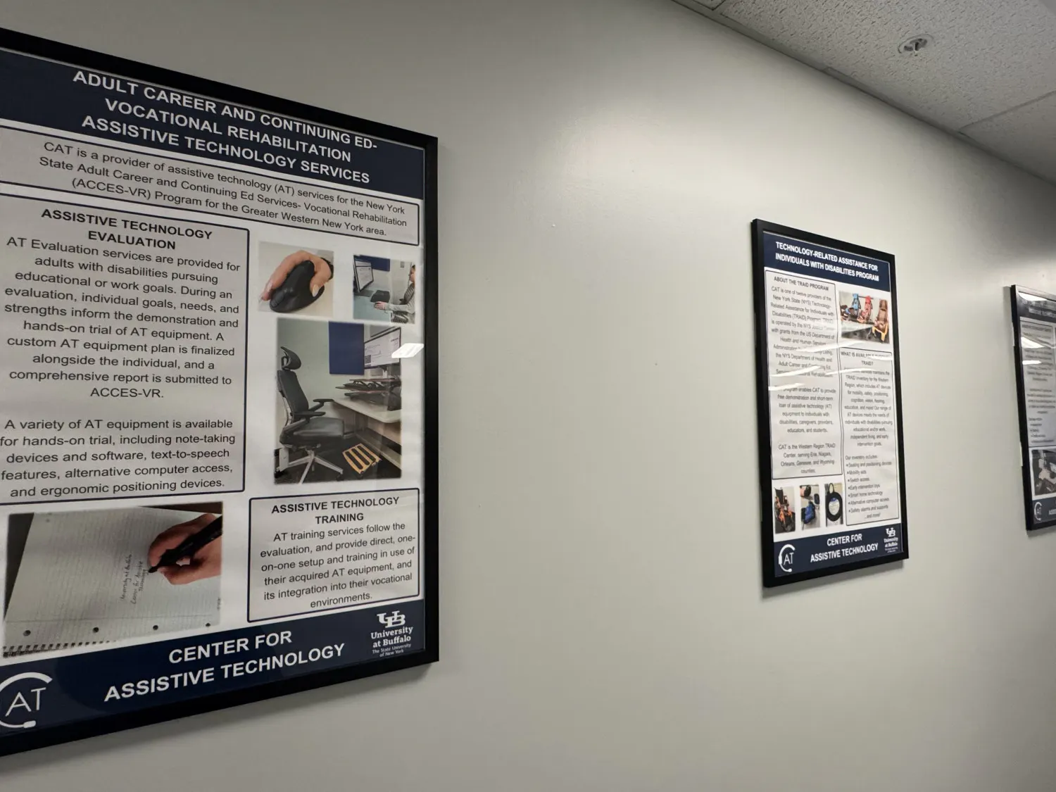 Posters of Center for Assistive Technology inside of University at Buffalo