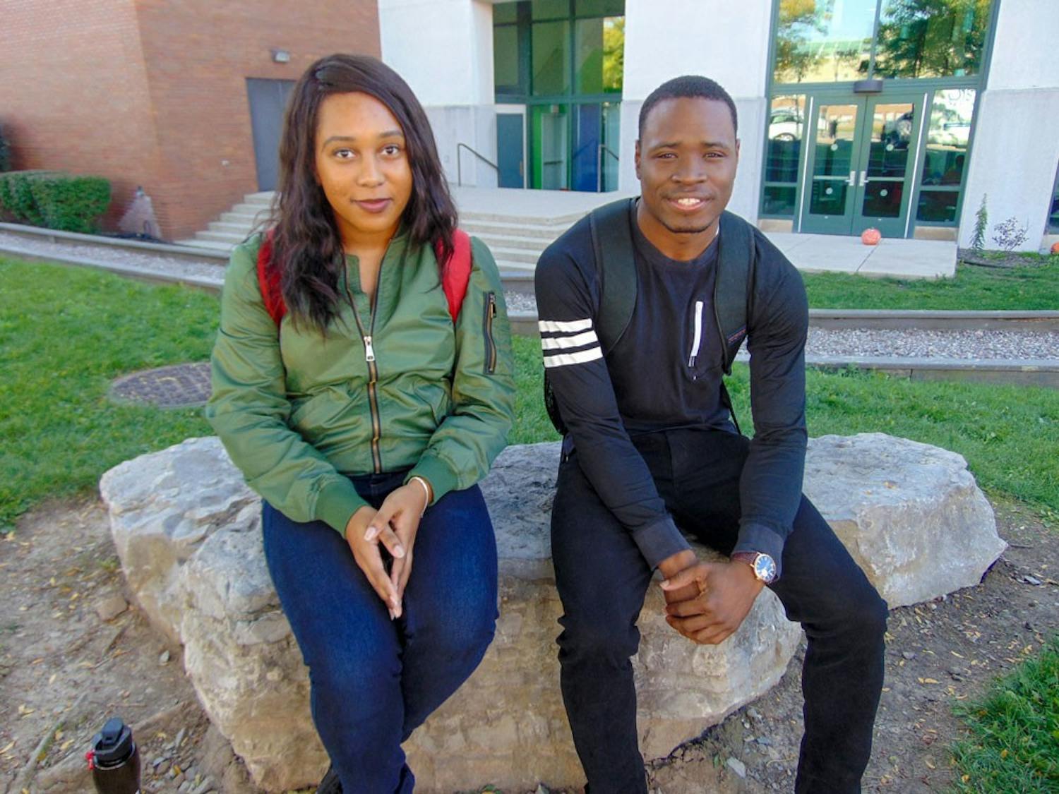 Angelique Romulus and Malcolm Gray joined the Black Student Union to engage with the black community on campus. Black students and faculty feel the campus is lacking in diversity.