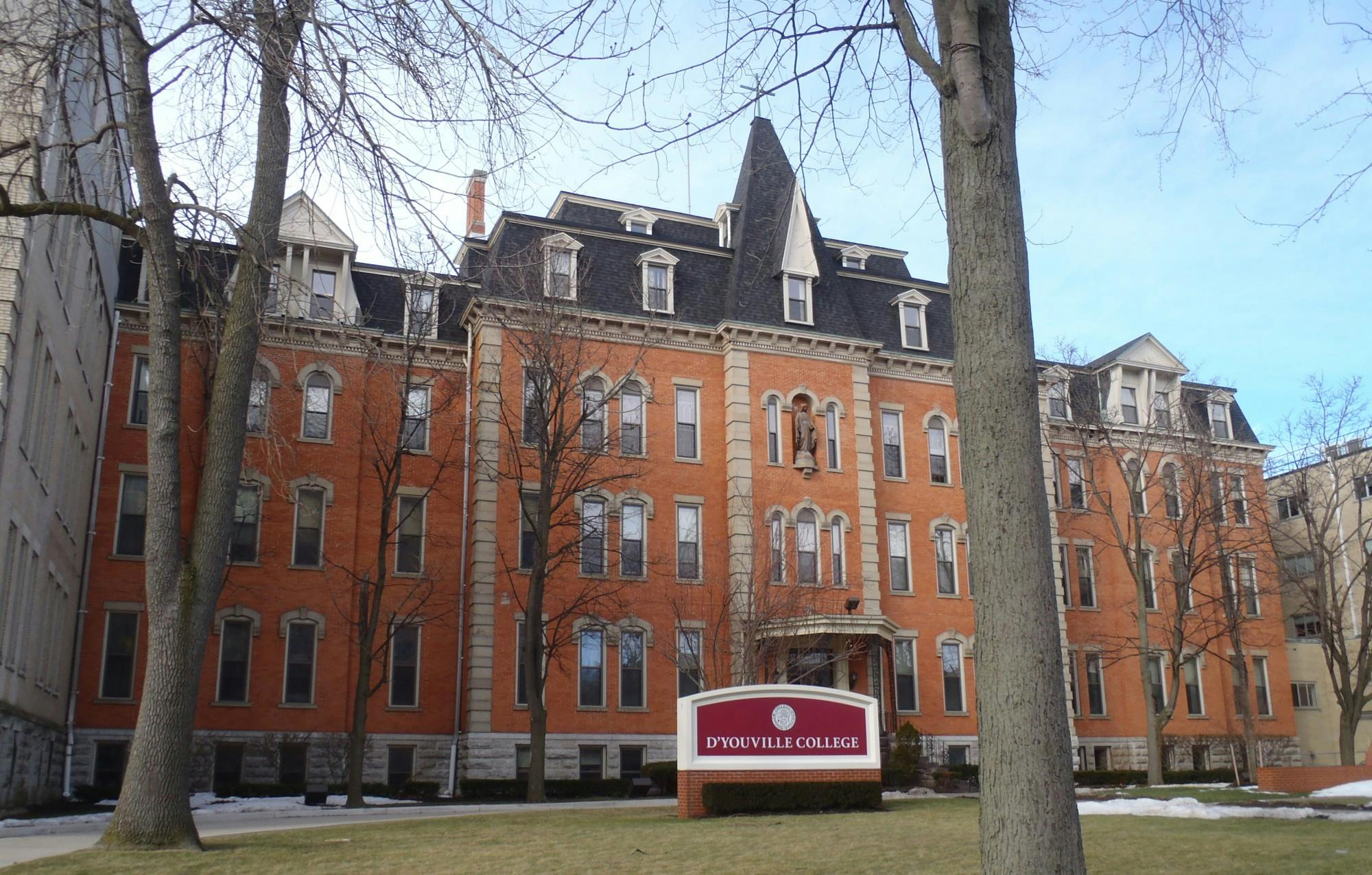 The Koessler Administration Building on Porter Avenue at D’Youville University, formerly D’Youville College.