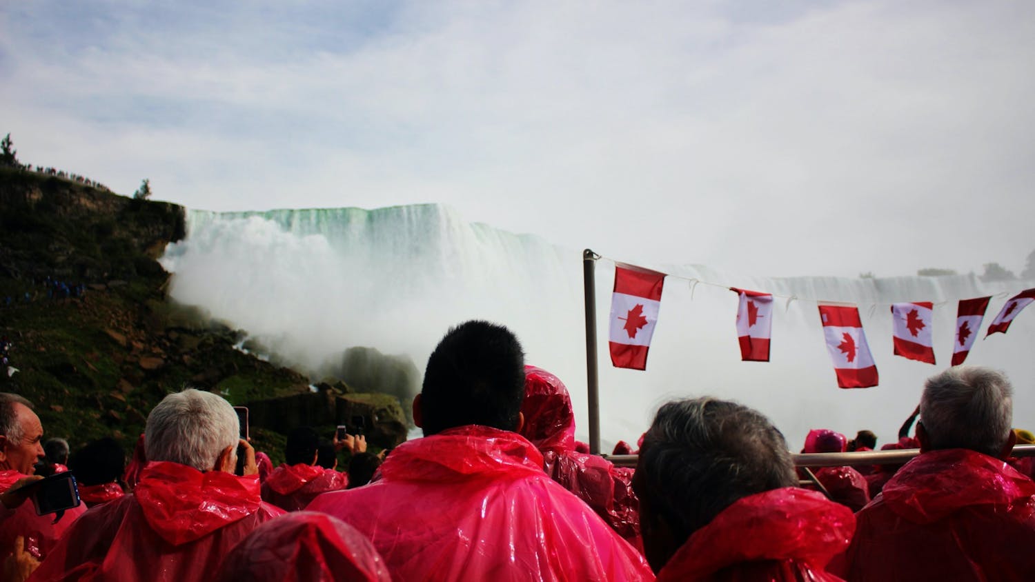 Niagara Falls visitors enjoy a view of the falls in October 2020.