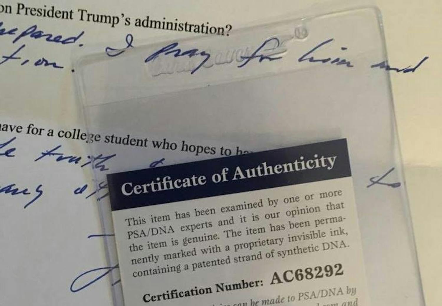 Former U.S. President Jimmy Carter filled out a brief Q&A with a Spectrum editor.&nbsp;His handwritten signature below his answers have been&nbsp;deemed authentic by PSA/DNA.