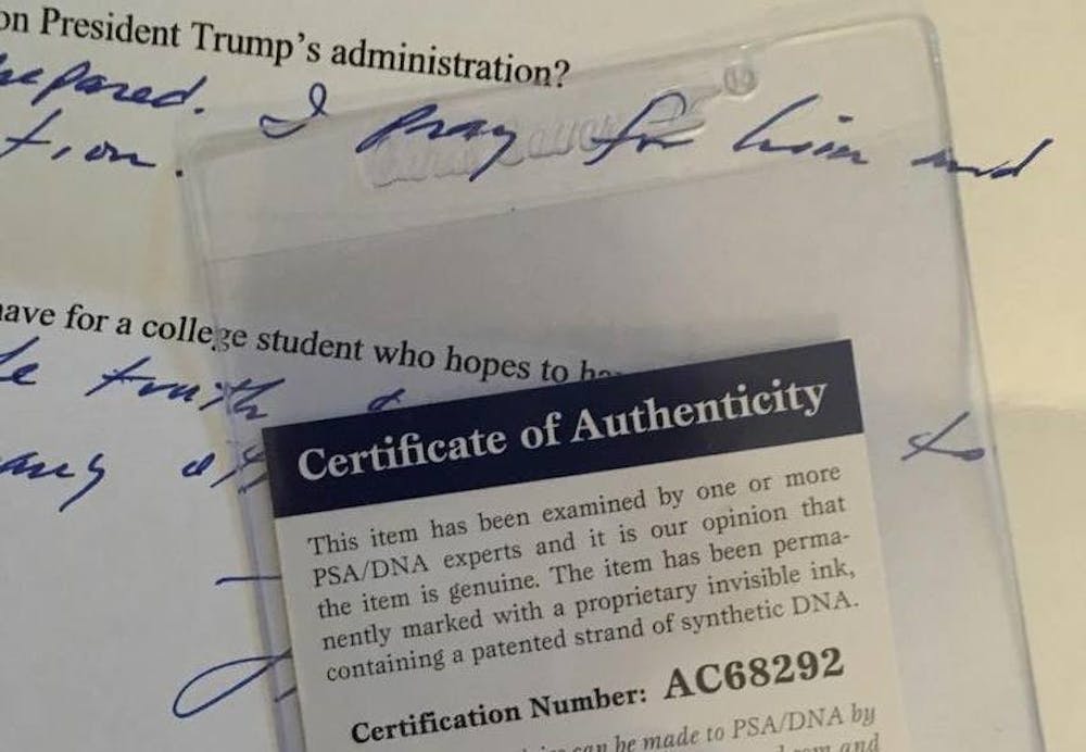 <p>Former U.S. President Jimmy Carter filled out a brief Q&A with a <em>Spectrum </em>editor.&nbsp;His handwritten signature below his answers have been&nbsp;deemed authentic by PSA/DNA.</p>
