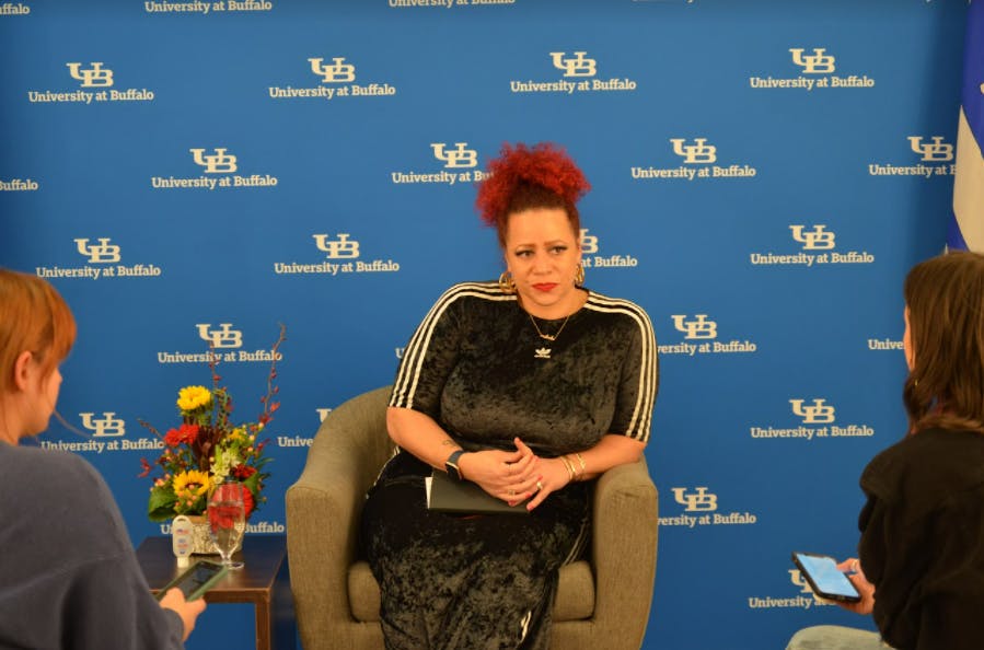 Pulitzer Prize-winning journalist Nikole Hannah-Jones spoke at the Center for the Arts Wednesday as part of the Distinguished Speakers Series.