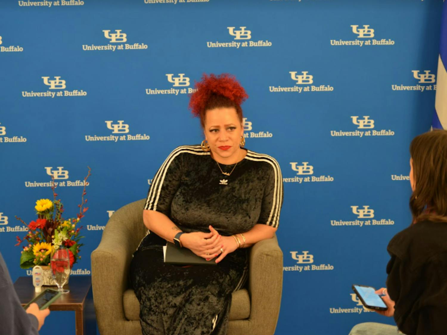 Pulitzer Prize-winning journalist Nikole Hannah-Jones spoke at the Center for the Arts Wednesday as part of the Distinguished Speakers Series.