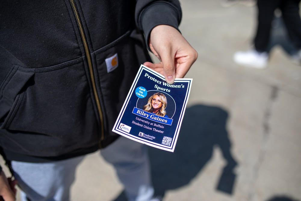 <p>In the days before her appearance on campus, members of UB’s Turning Point USA chapter tabled outside The Commons to promote Riley Gaines’ speech.</p>