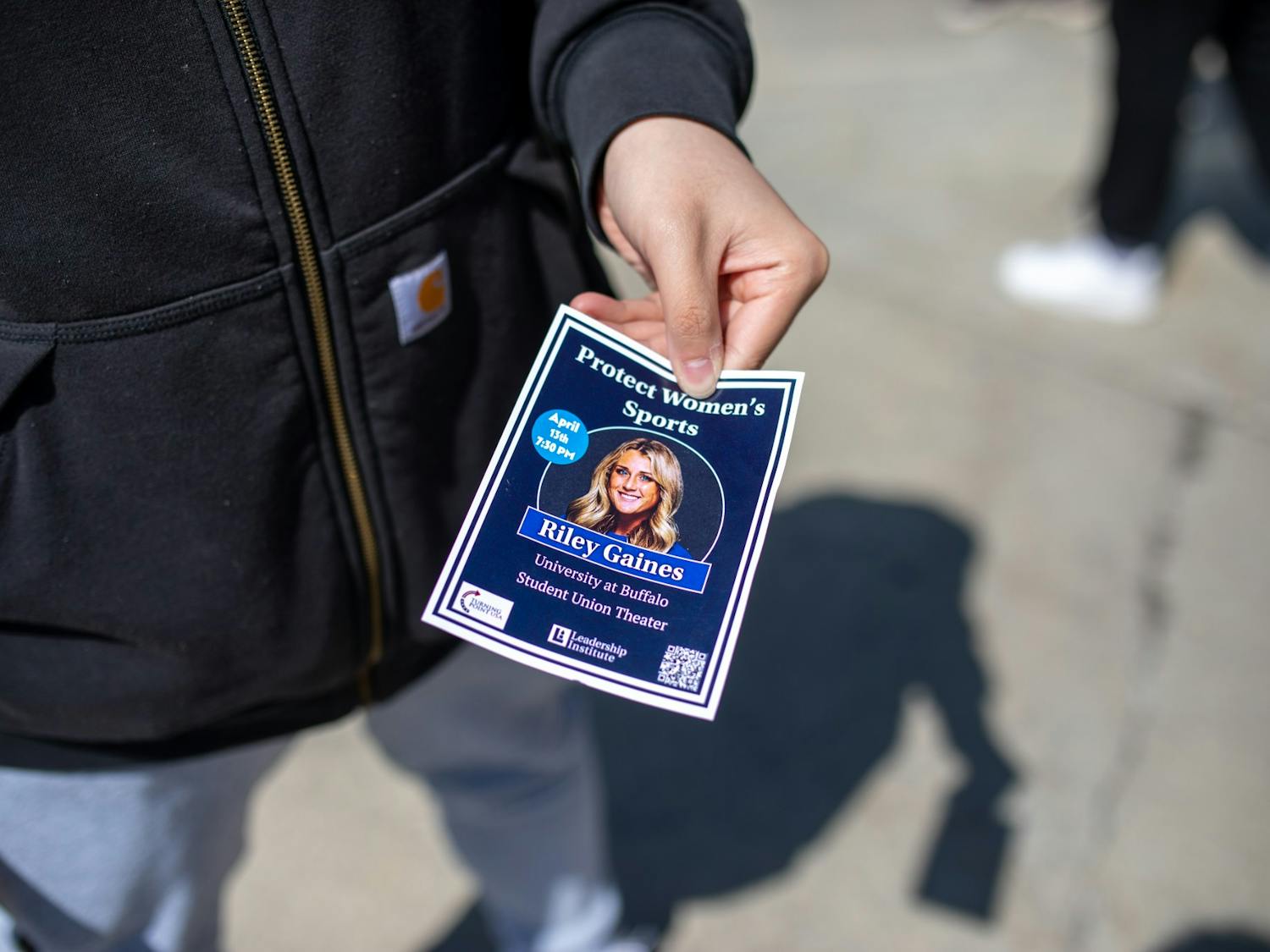 In the days before her appearance on campus, members of UB’s Turning Point USA chapter tabled outside The Commons to promote Riley Gaines’ speech.