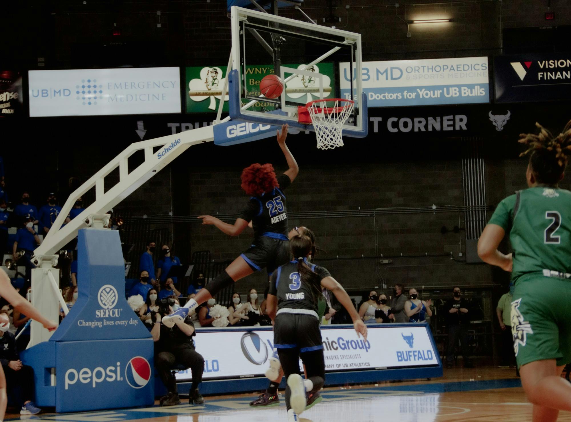 Senior forward Adebola Adeyeye (25) shoots the ball in a recent game against Ohio University.